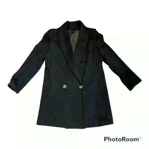 Jules Miller Black Oversize Wool Vintage 1980's Coat, Big Shoulders, S/M.